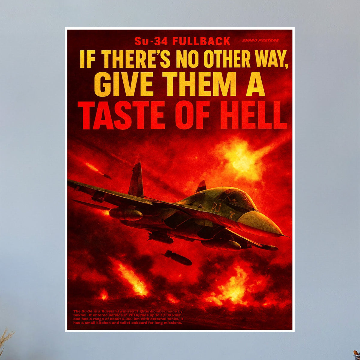 Su-34 Fullback Propaganda Poster (Skaro Posters) – flightposterstore