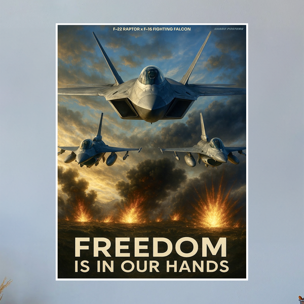 F-22 Raptor X F-16 Fighting Falcon Propaganda Poster (Skaro Posters)