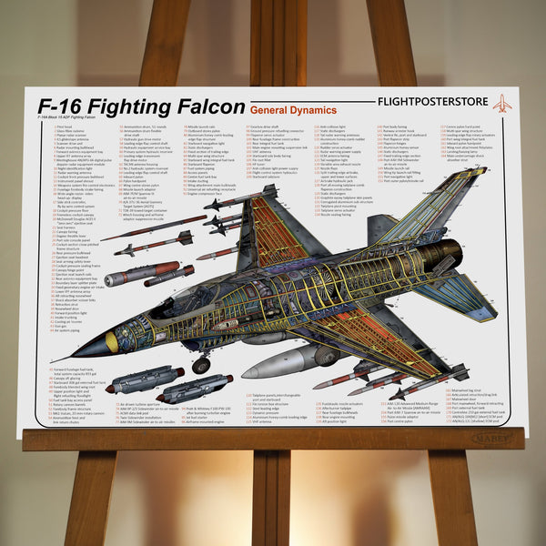 F-16 Fighting Falcon Anatomy Poster